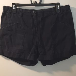 New York & Company cuffed linen shorts size 10 navy blue